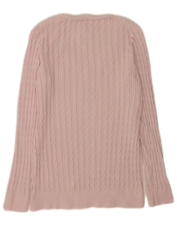 Tommy Hilfiger Suéter con cuello en V para mujer UK 44 Grande Algodón rosa