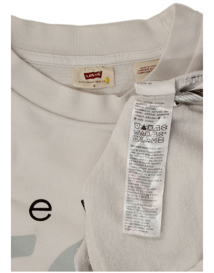 Levi's Sudadera extragrande con gráfico corto para mujer, talla 10, color blanco