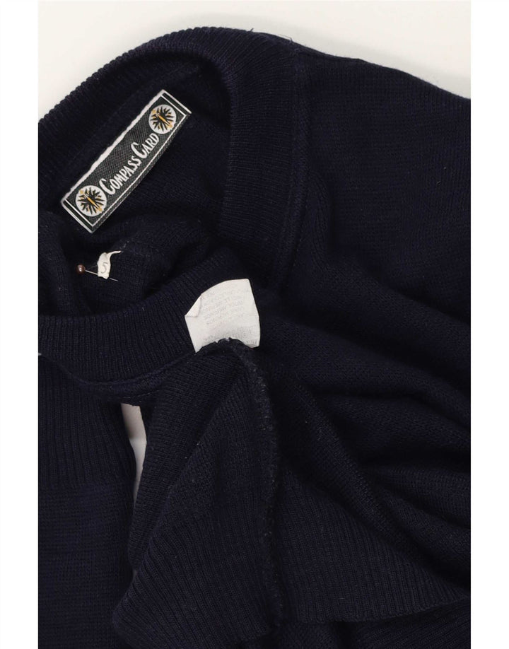 COMPASS CARD Jersey con cuello redondo y gráfico para hombre de lana azul marino grande