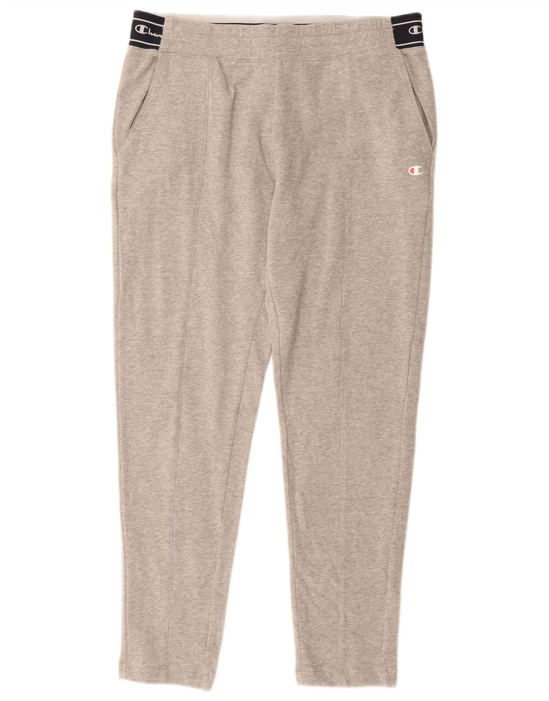 CHAMPION Womens Graphic Tracksuit Trousers UK 12 Medium Grey Colourblock