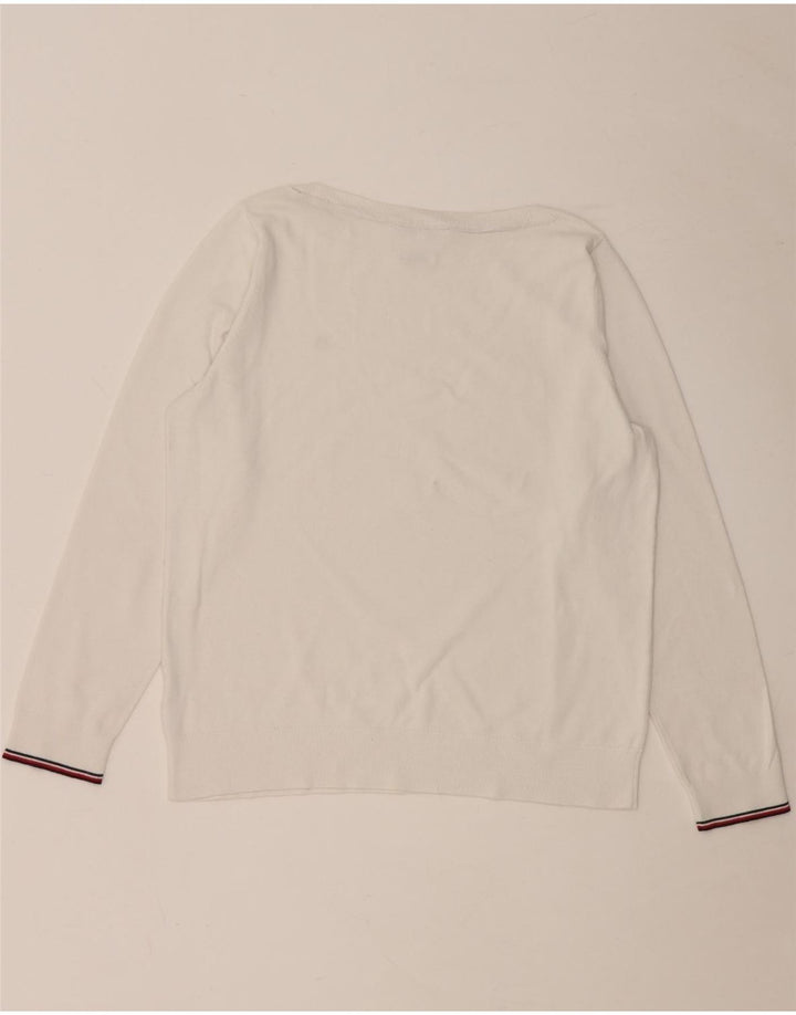 TOMMY HILFIGER Suéter tipo jersey con cuello barco para mujer, Reino Unido 40, mediano, blanco