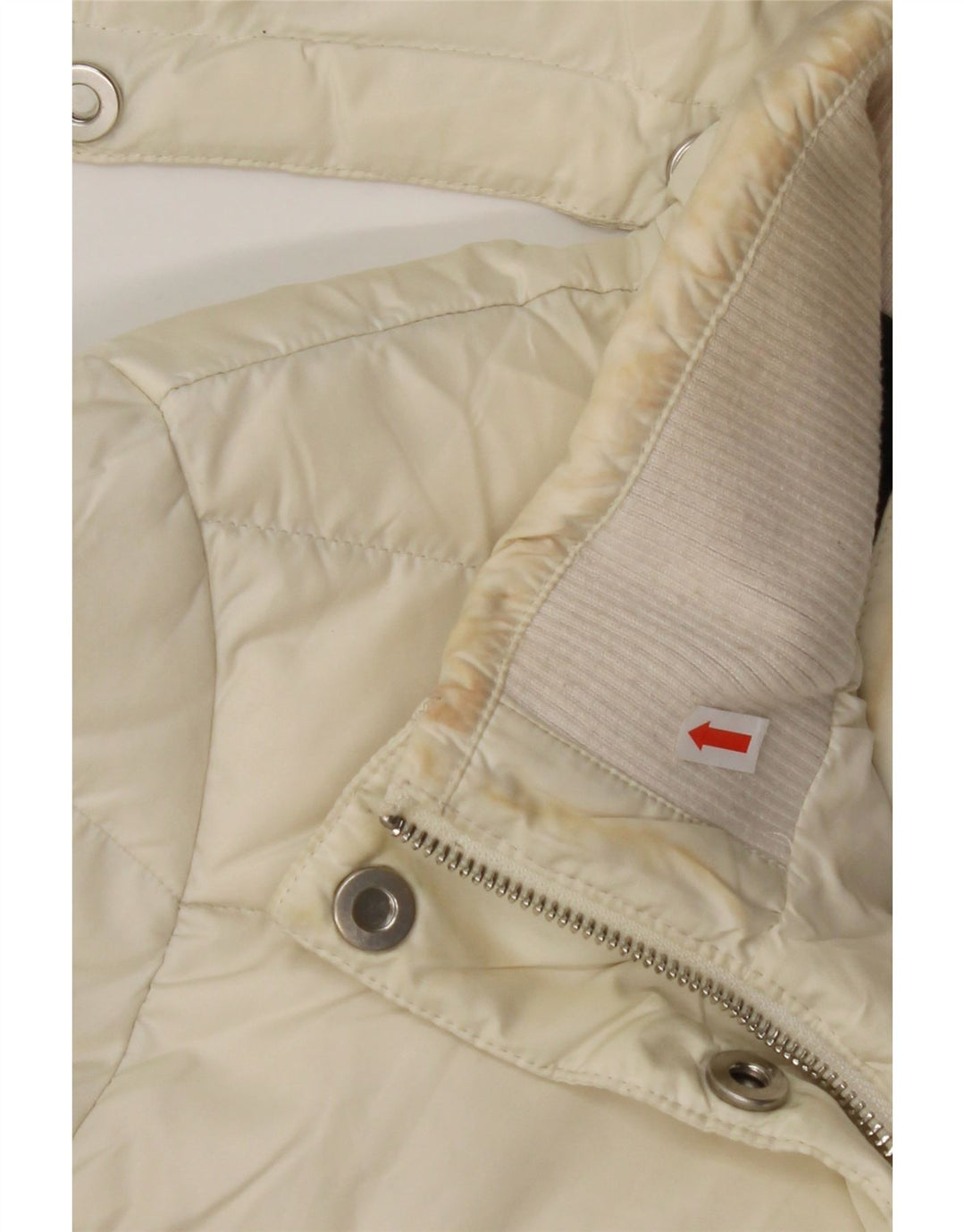 CALVIN KLEIN Chaqueta acolchada con capucha para mujer UK 14 Mediana Off White Poliéster