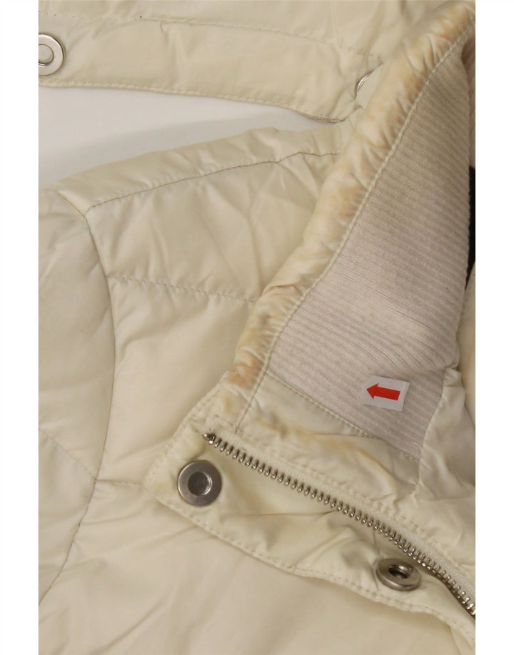 CALVIN KLEIN Chaqueta acolchada con capucha para mujer UK 14 Mediana Off White Poliéster