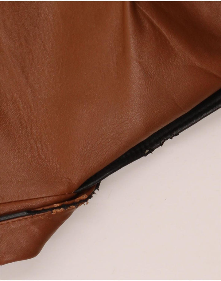 Vintage mujer crop chaqueta de cuero militar Reino Unido 12 marrón medio