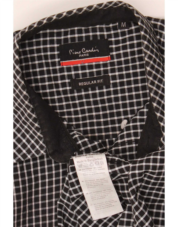Pierre Cardin Camisa Paris para hombre Mediana Poliéster a cuadros negro