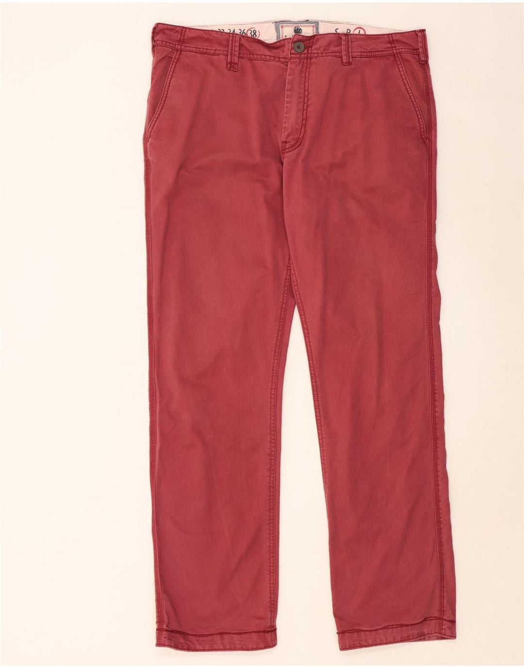 FAT FACE Pantalón chino recto para hombre W38 L33 Algodón rojo