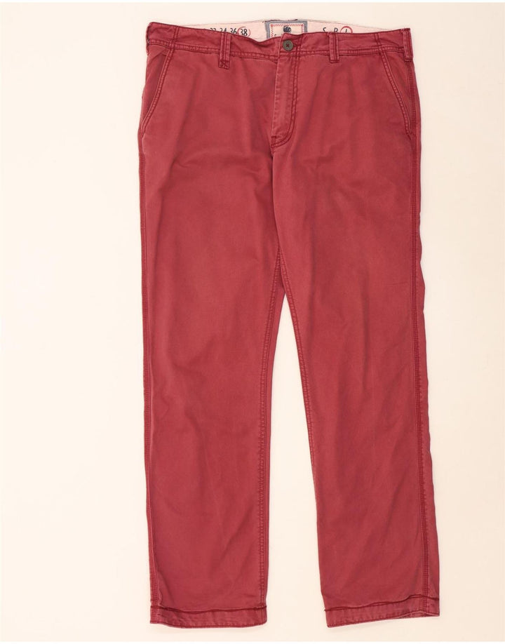FAT FACE Pantalón chino recto para hombre W38 L33 Algodón rojo