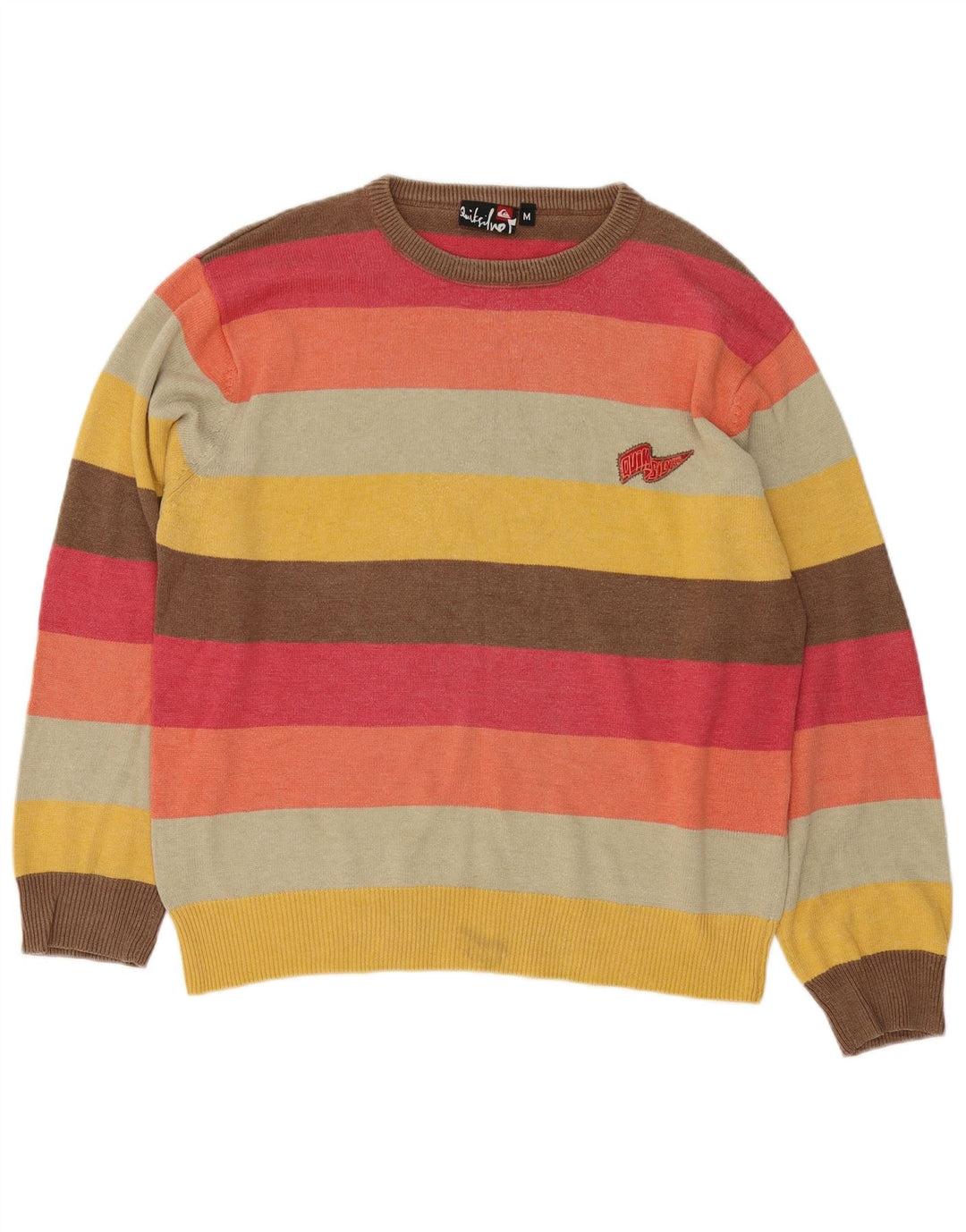 Quiksilver Jersey con cuello barco para hombre, talla mediana, multicolor, a rayas