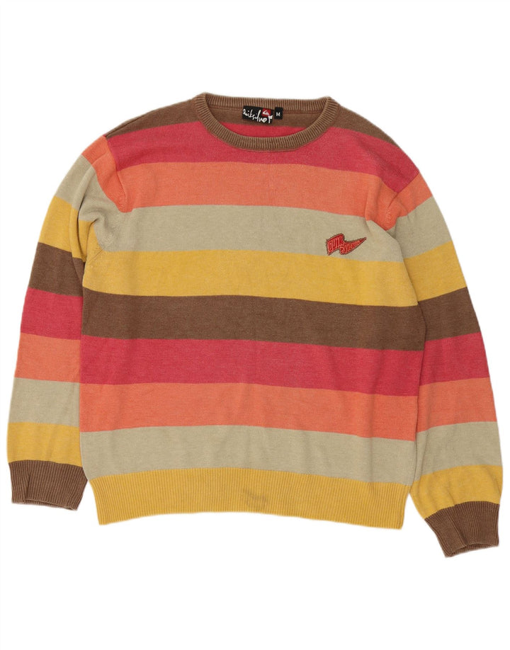 Quiksilver Jersey con cuello barco para hombre, talla mediana, multicolor, a rayas