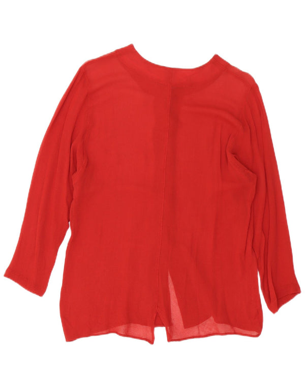 Benetton Blusa Camisera Mujer IT 44 Medium Burdeos Viscosa
