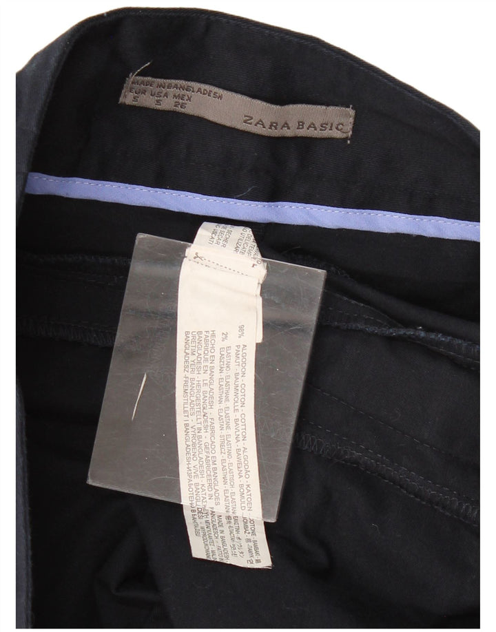 Zara Mujer Falda Recta Small W26 Azul Marino Algodón