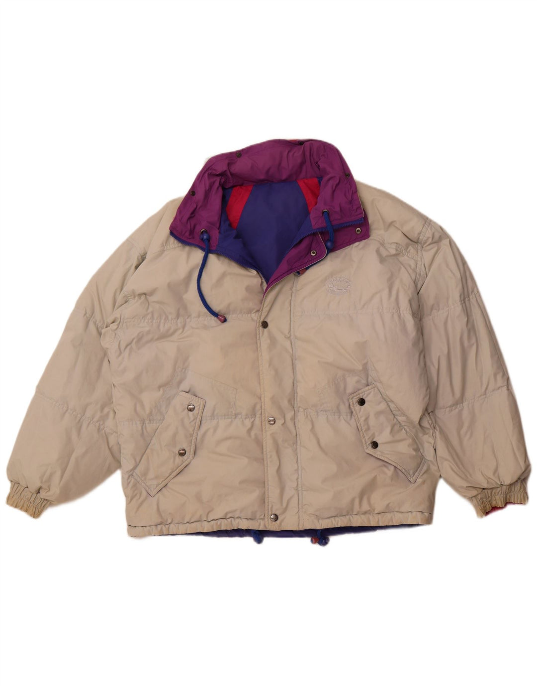 VINTAGE Chaqueta reversible con capucha para mujer Poliéster color beige grande