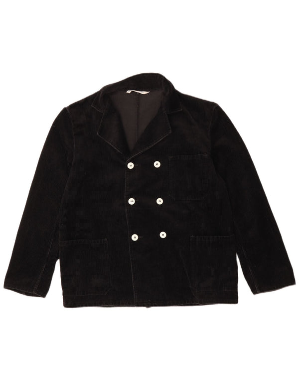 Vintage hombres doble pecho pana Blazer chaqueta Reino Unido 40 grande negro