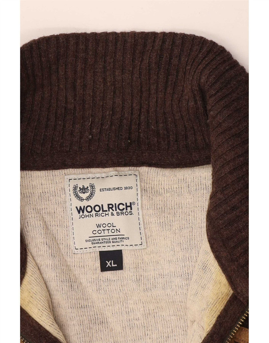 Woolrich Suéter Cárdigan Gráfico Para Hombre XL Lana Marrón