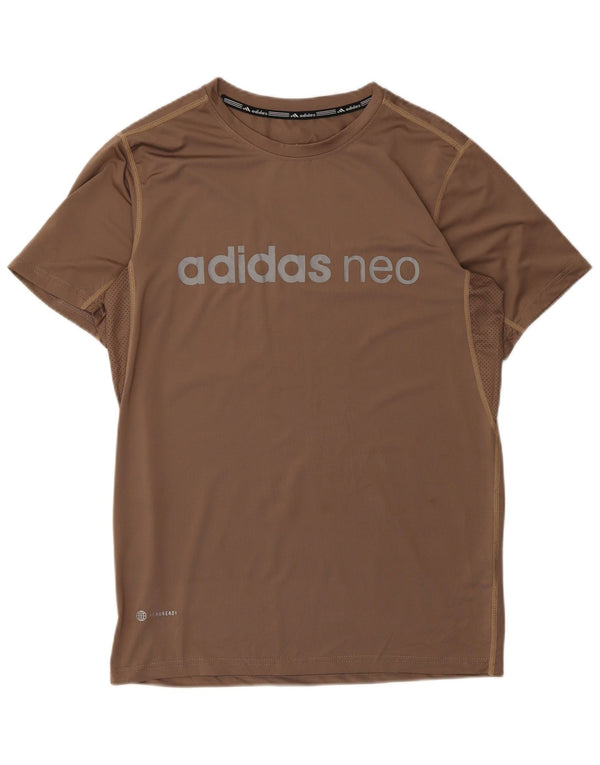 Adidas - Camiseta gráfica Aeroready para hombre, talla grande, poliéster marrón
