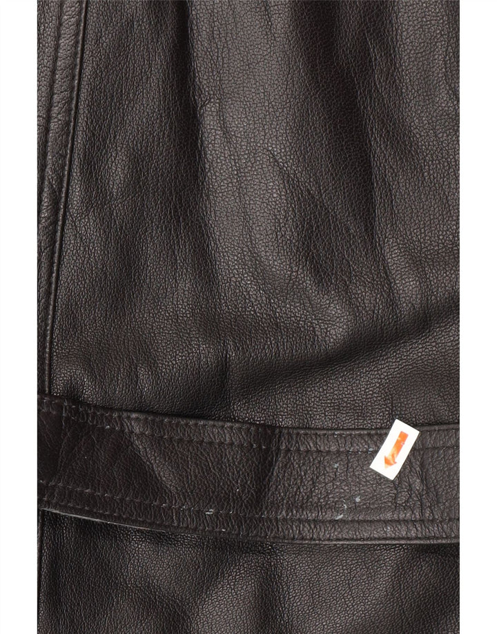 VINTAGE Abrigo de cuero para hombre IT 52 XL Cuero negro