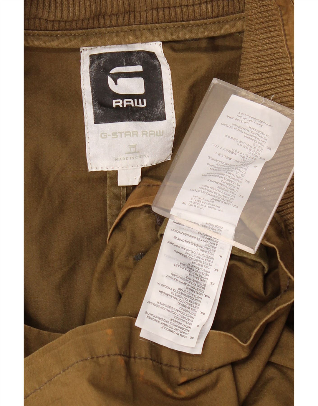 G-STAR Chaqueta utilitaria para hombre UK 40 Large Algodón caqui