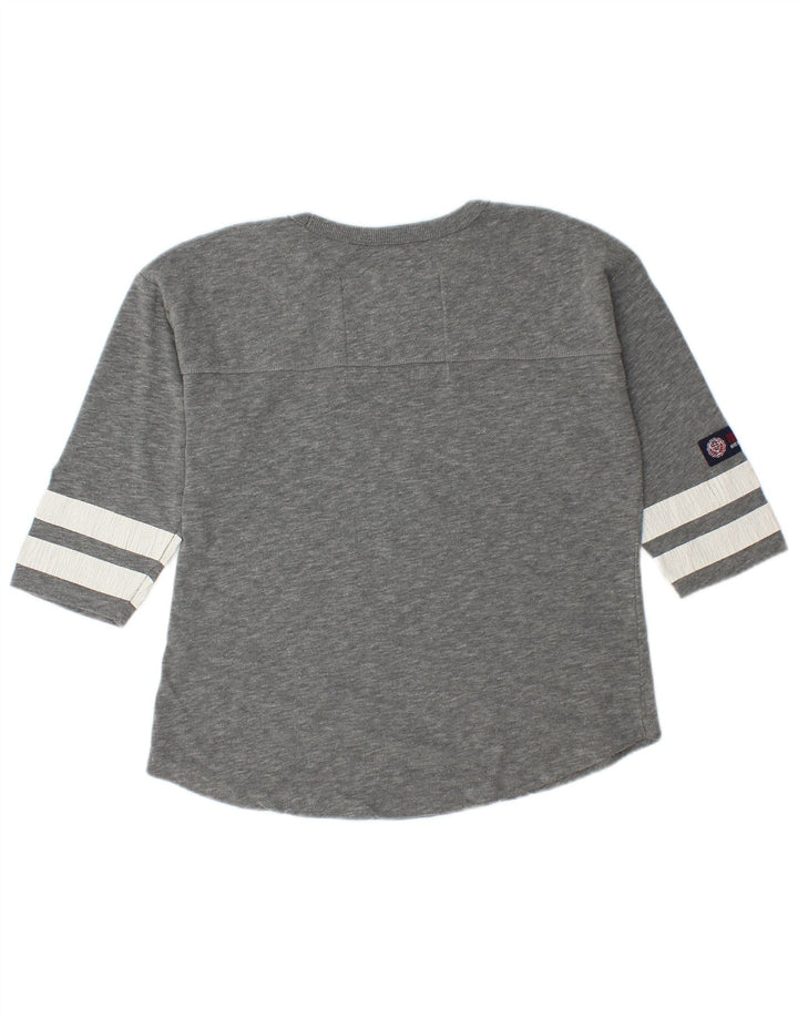 Superdry Top gráfico para mujer manga 3/4 UK 44 Algodón gris medio