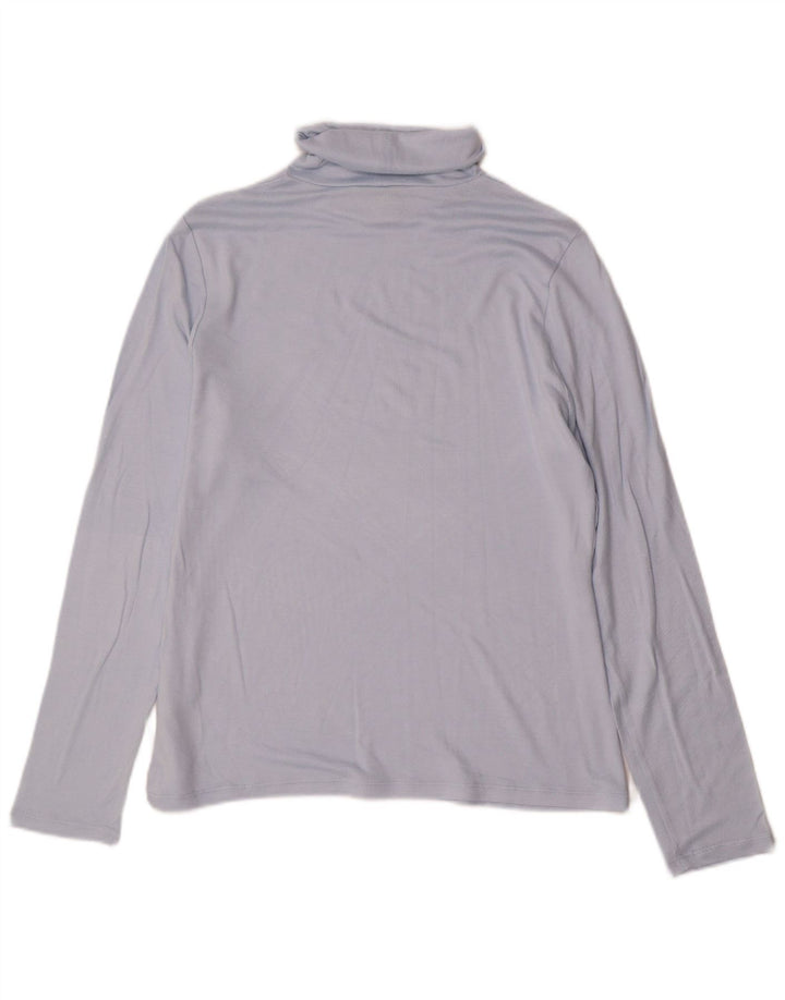 Marks & Spencer Top con cuello vuelto para mujer, manga larga, UK 46, viscosa azul grande