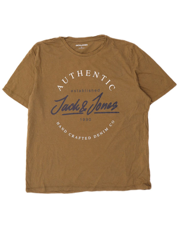 Jack & Jones Camiseta gráfica para hombre Top 2XL Algodón caqui
