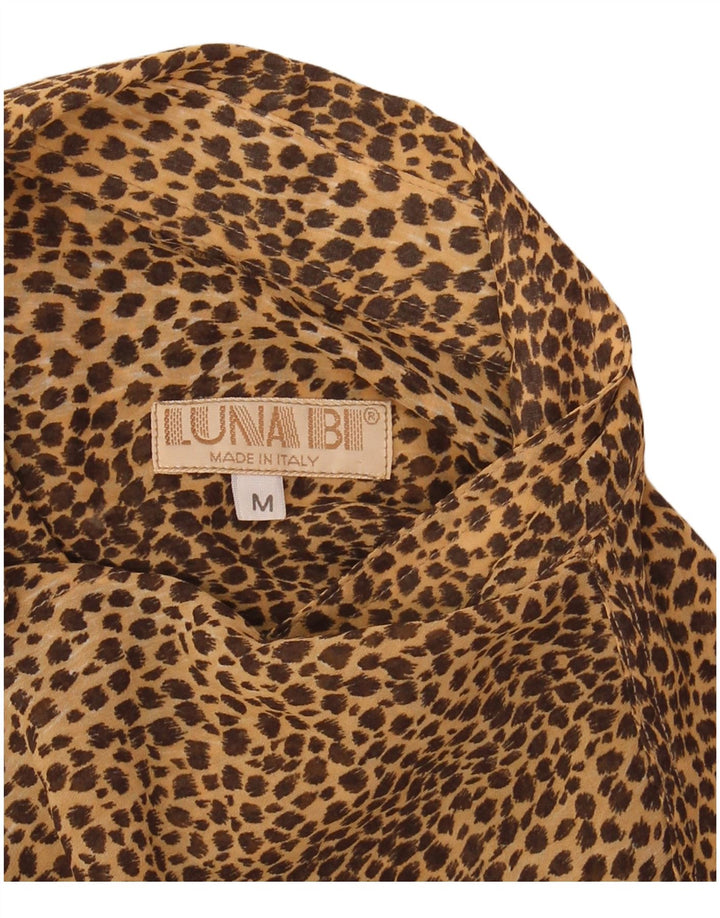 VINTAGE Camisa militar para mujer Reino Unido 14 Estampado animal marrón medio