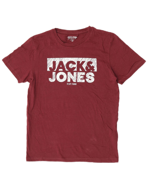 Jack & Jones Hombre Camiseta Gráfica Top Medium Granate Algodón