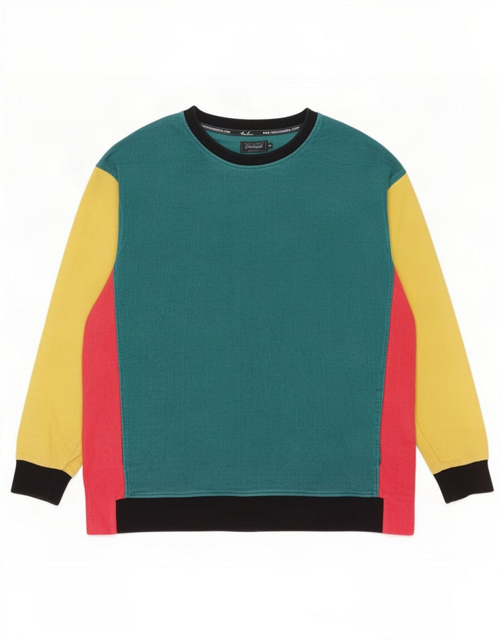 Vintage hombres sudadera jumper medio multicolor colorblock