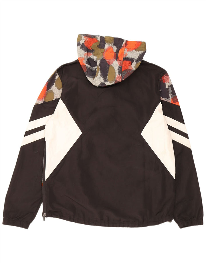 SUPERDRY Chaqueta impermeable tipo jersey con capucha para hombre, talla 40, talla grande, color negro con lunares