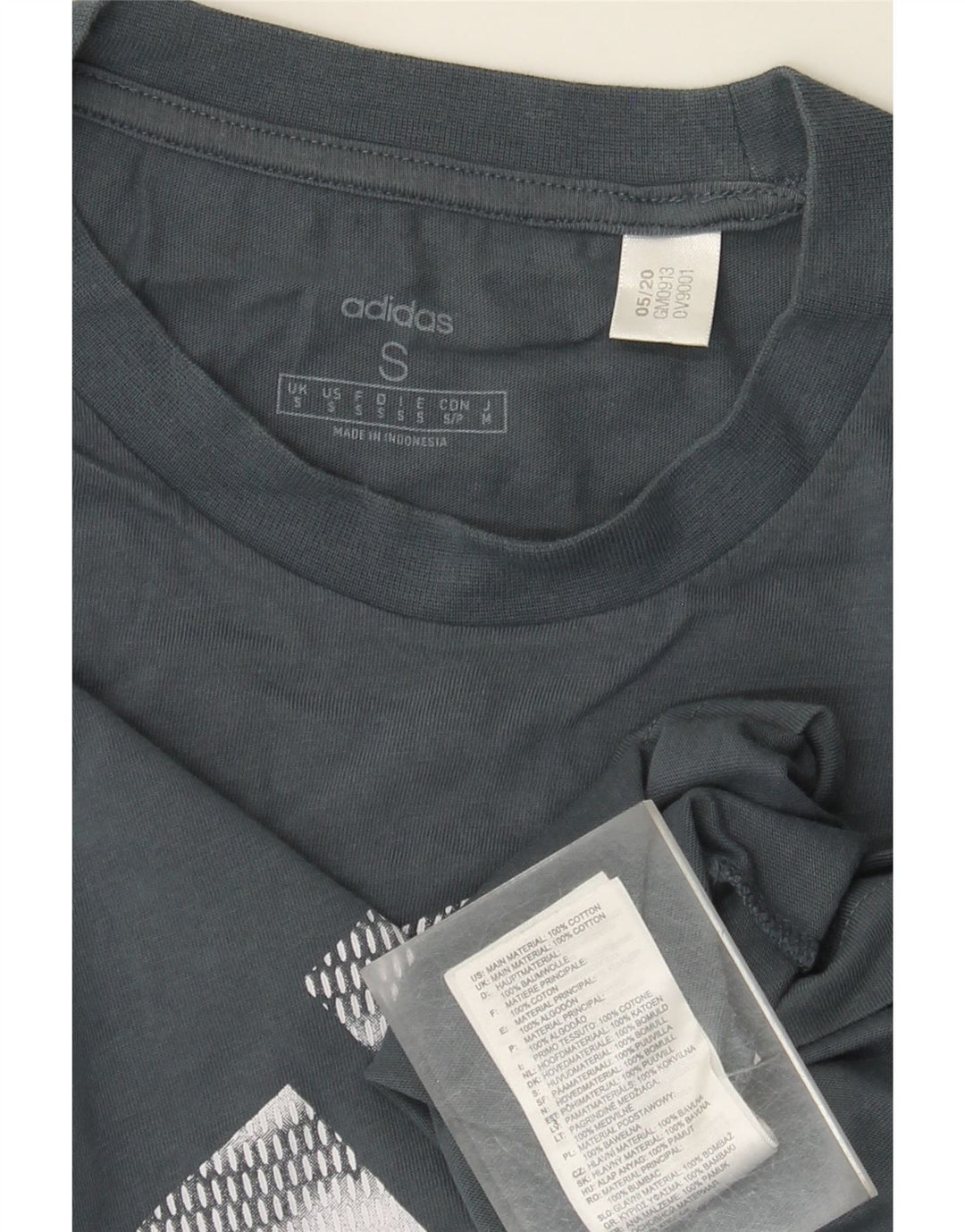 Adidas - Camiseta gráfica para hombre, talla pequeña, algodón azul