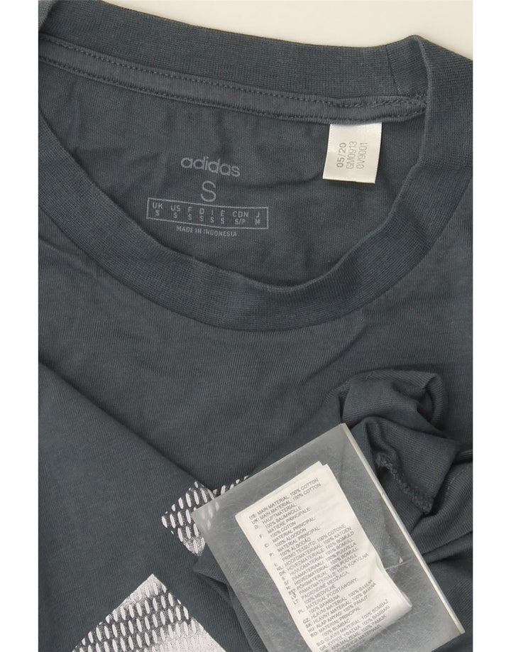 Adidas - Camiseta gráfica para hombre, talla pequeña, algodón azul