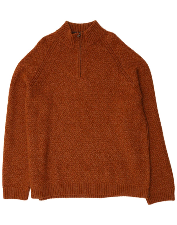 Suéter tipo jersey con cuello y cremallera para hombre de Fat Face 3XL Marrón Chevron