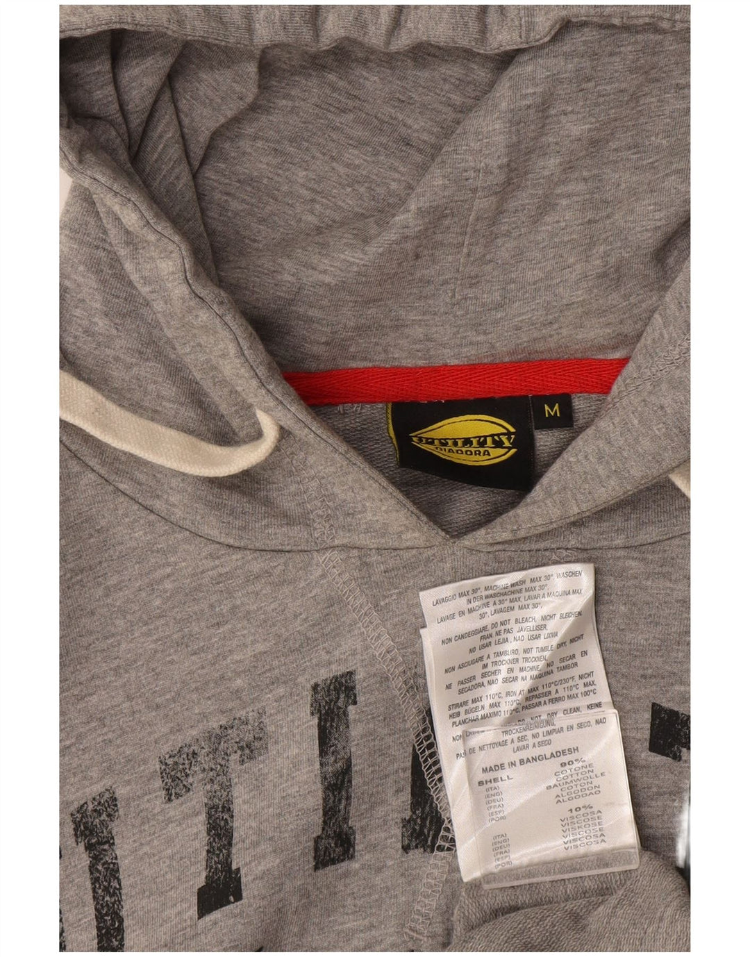 Diadora Jersey Con Capucha Gráfica De Algodón Gris Medio Hombre