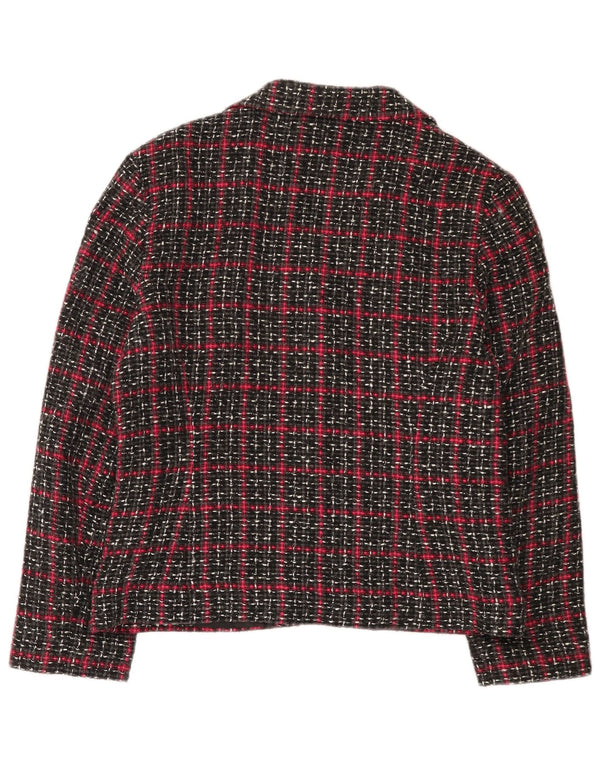 Etam Chaqueta tipo blazer de 4 botones para mujer UK 46 Large Black Check Viscosa