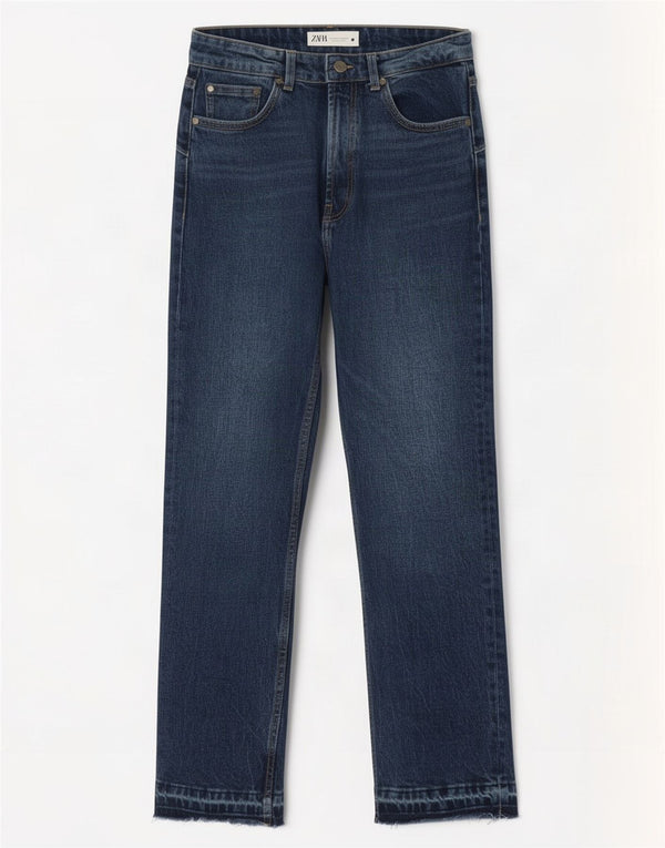 Zara Jeans Rectos De Cintura Alta Para Mujer EU 36 XS W26 L27 Algodón Azul