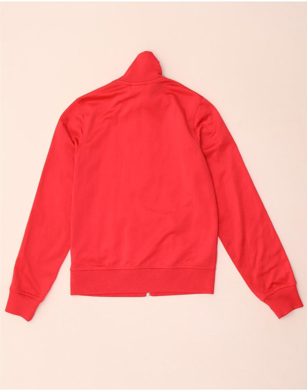 Adidas Mujer Chándal Top Chaqueta Reino Unido 10 Pequeño Rojo Poliéster