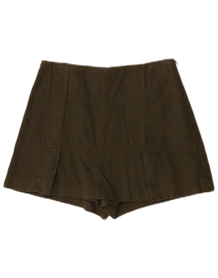 Zara Mujer Hot Pants XS W24 Algodón Caqui