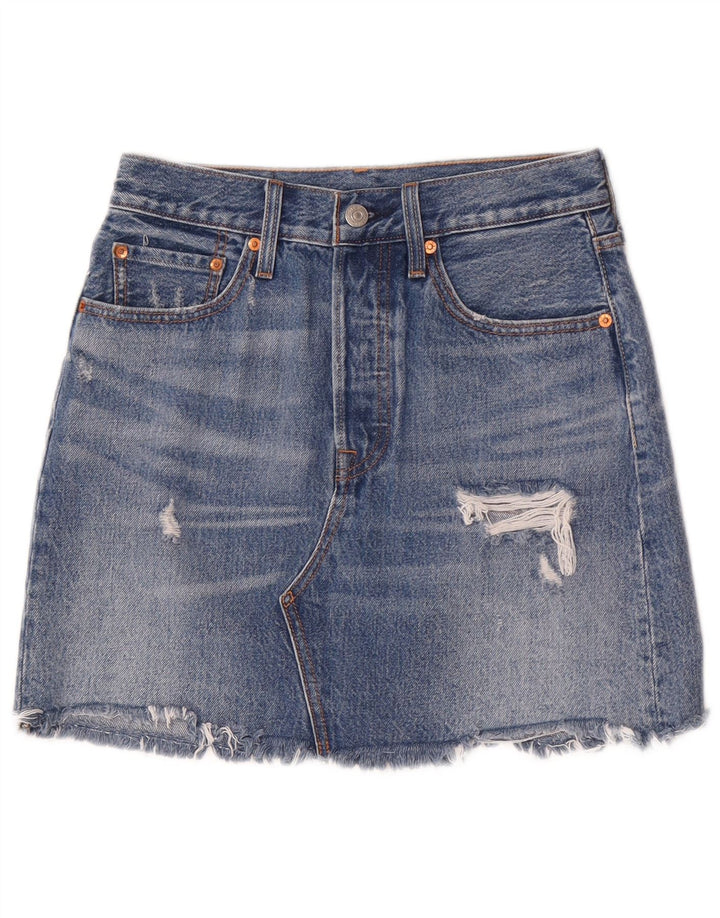 Levi's Falda Vaquera Desgastada Para Mujer W27 Small Blue Cotton