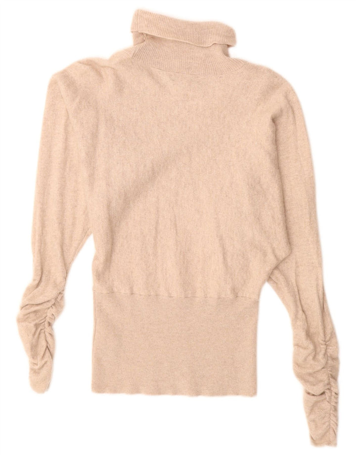 Reiss Mujer Batwing Roll Neck Jumper Sweater UK 10 Small Beige Lana