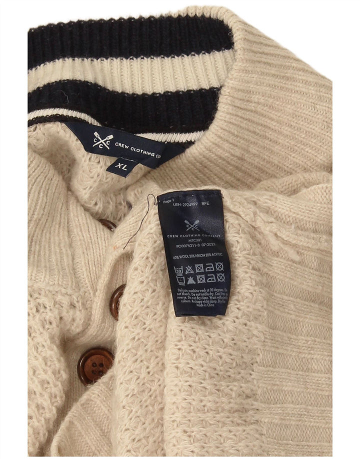Crew Clothing - Jersey con cuello y botones para hombre, talla XL, lana beige