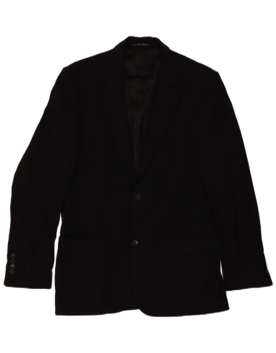 Zara Chaqueta tipo blazer de 2 botones para hombre EU 52 Grande Clásico de lana negra