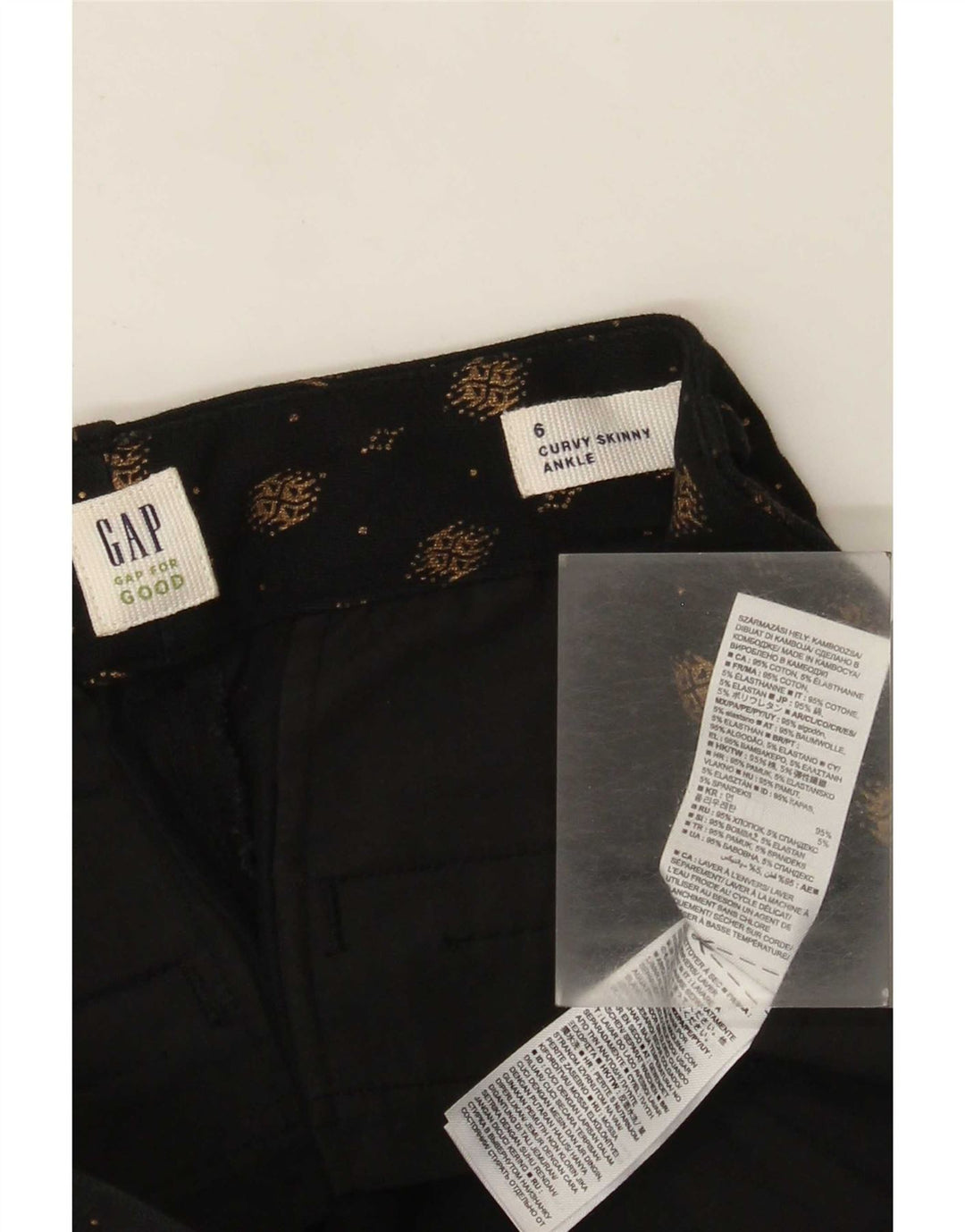 Gap Pantalones casuales con patrón abstracto curvo para mujer US 6 Medium W26 L27 Negro