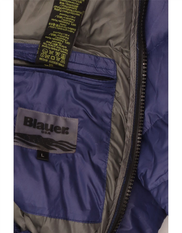 Blauer Chaqueta acolchada con capucha para hombre UK 40 Large Poliamida azul marino