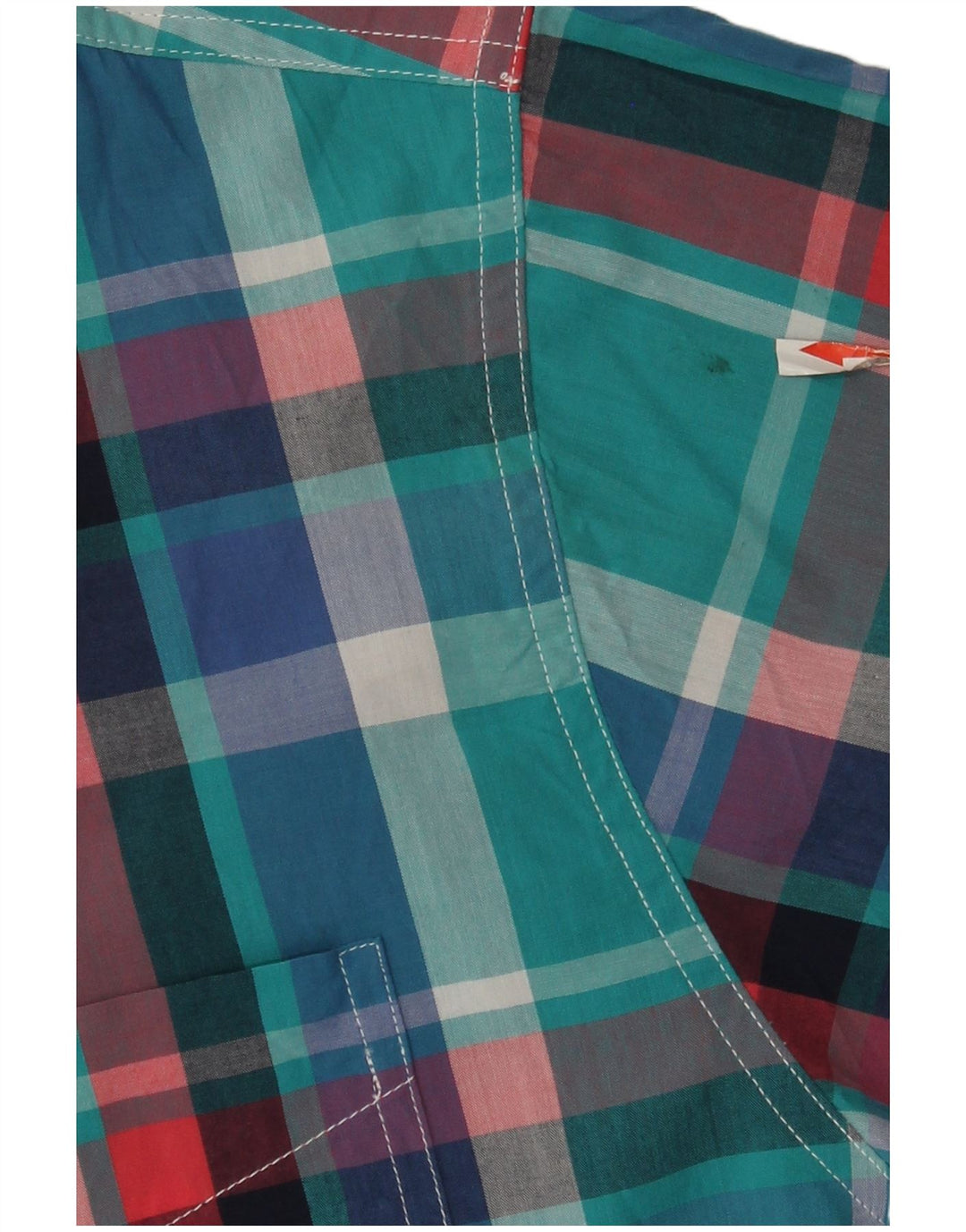 Chaps Camisa grande de manga corta para hombre 2XL Algodón a cuadros azul
