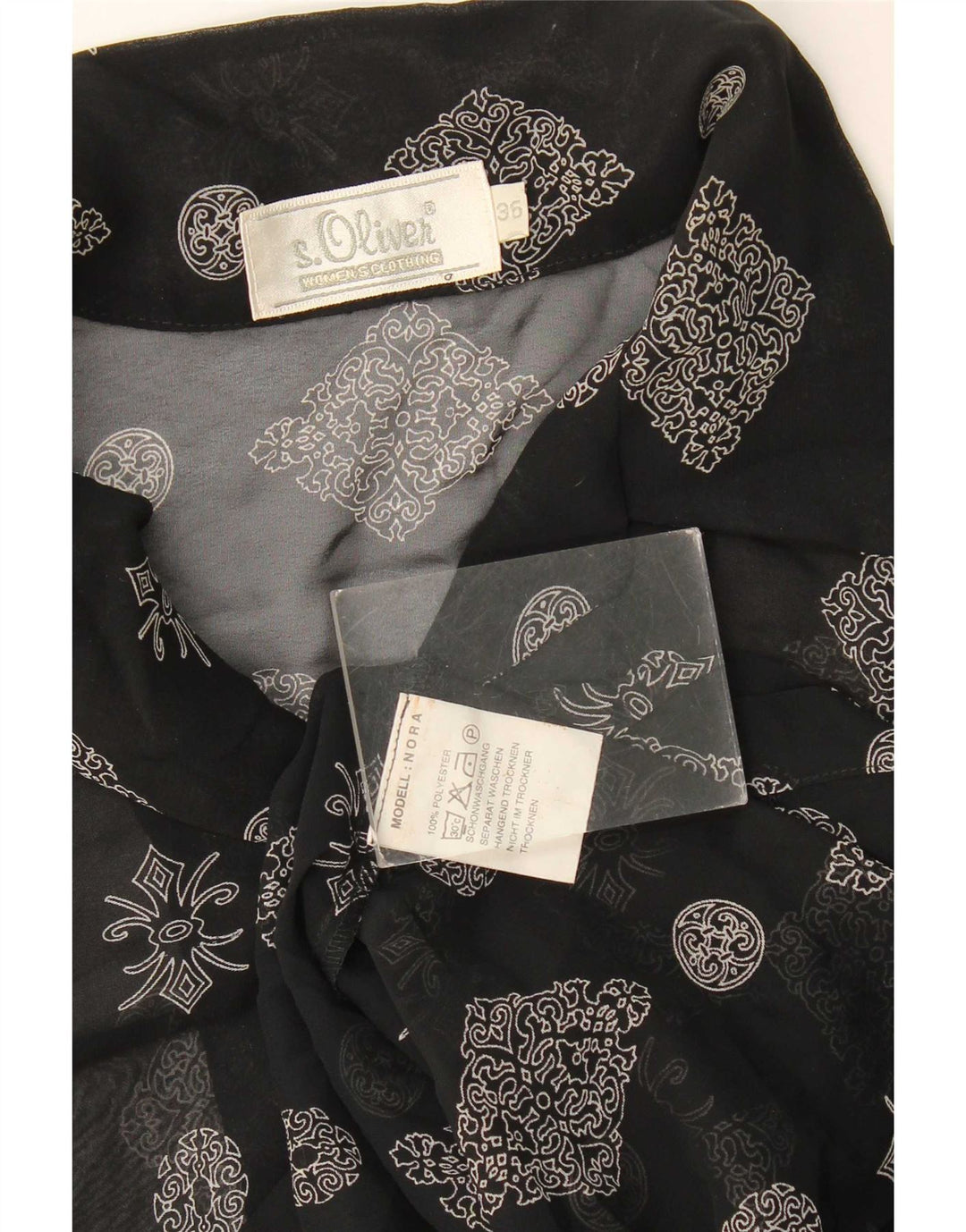 S.Oliver Blusa larga para mujer EU 36 Poliéster floral negro pequeño
