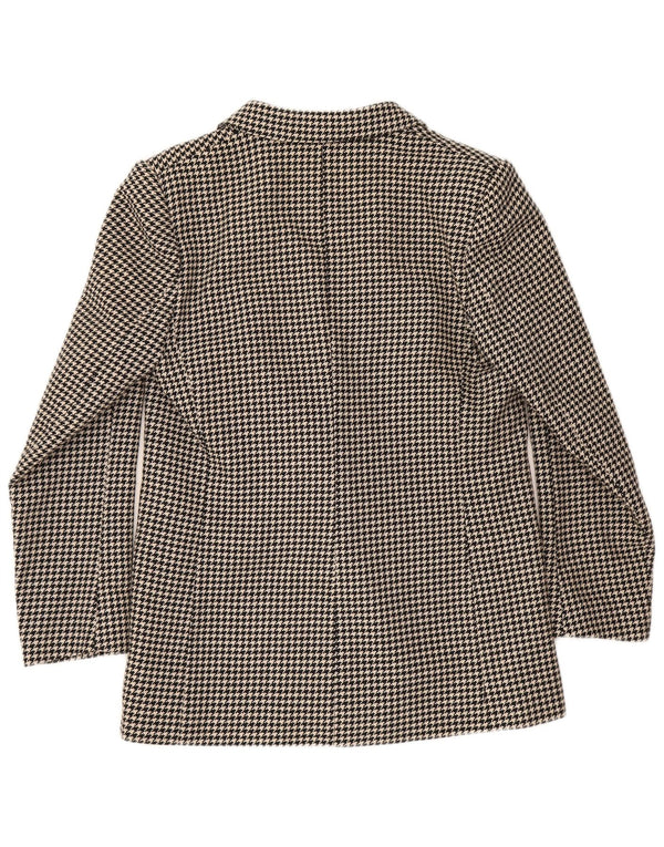Vintage mujer doble pecho Blazer chaqueta Reino Unido 12 mediano negro Houndstooth
