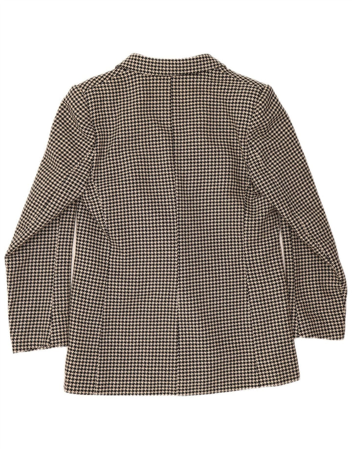 Vintage mujer doble pecho Blazer chaqueta Reino Unido 12 mediano negro Houndstooth