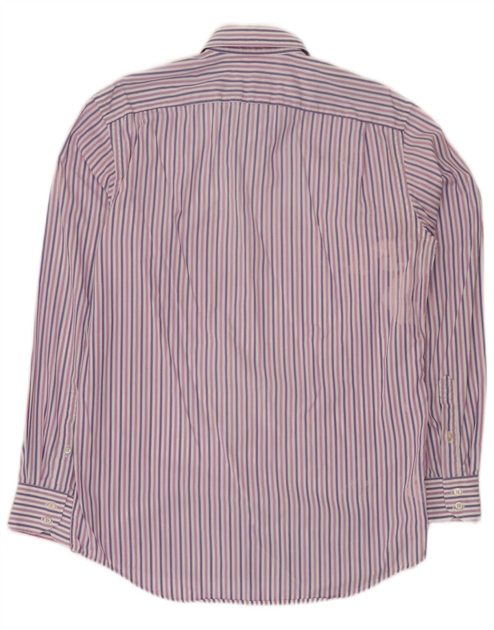 Camisa LACOSTE para hombre talla 39 Algodón a rayas morado medio