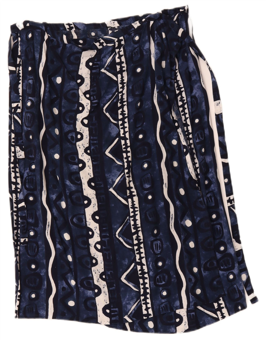 Vintage mujer abrigo falda W34 grande azul marino geométrico