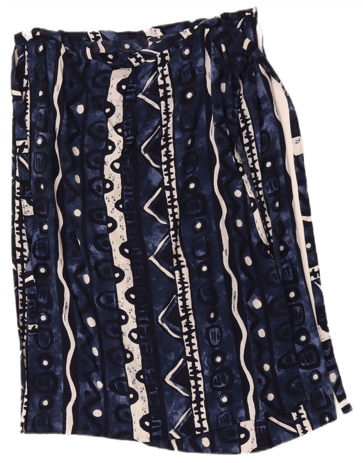 Vintage mujer abrigo falda W34 grande azul marino geométrico