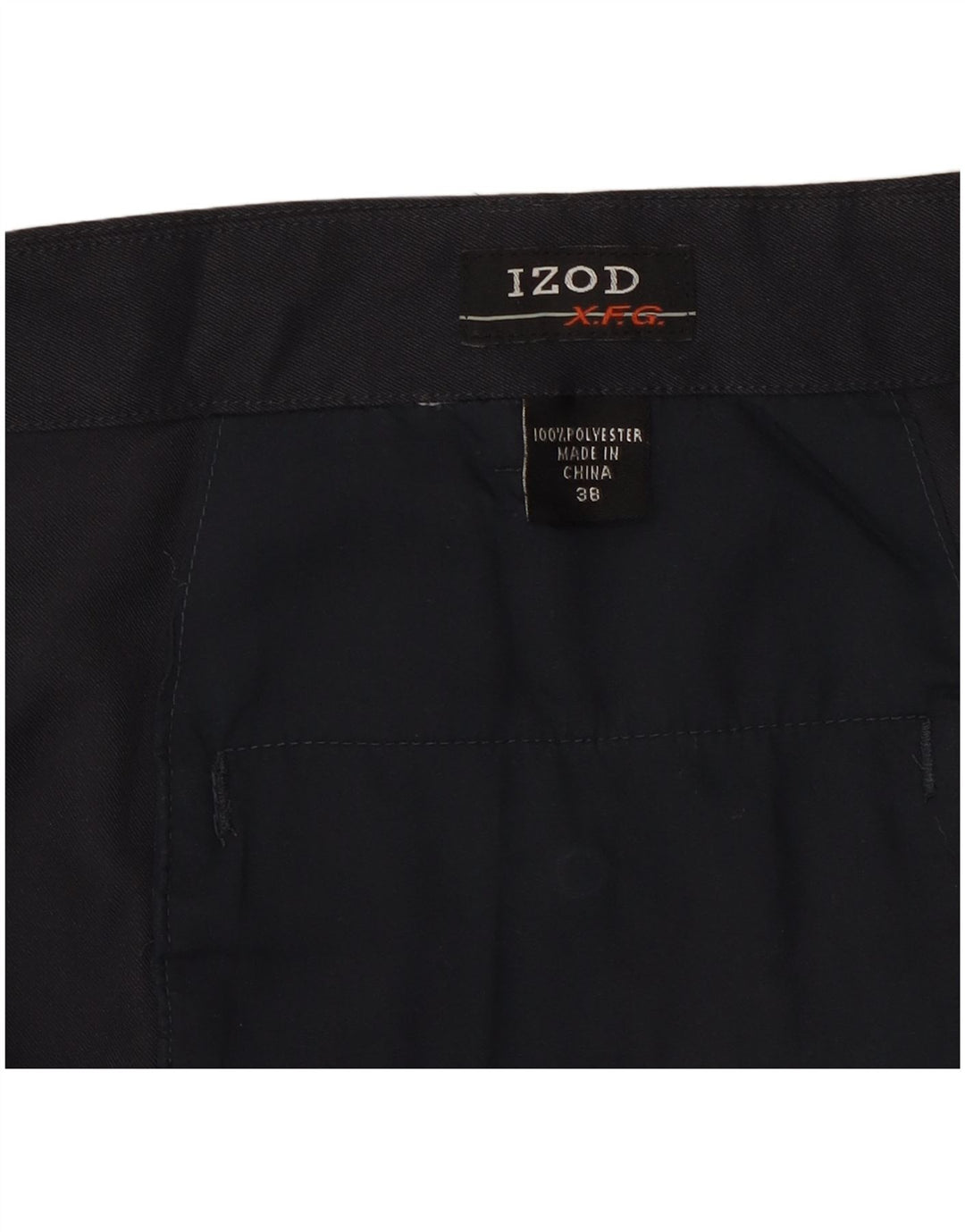 Izod Pantalones cortos casuales pegados para hombre W38 XL Poliéster azul marino